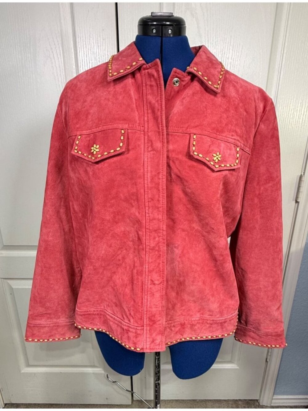 VTG Drapers & Damon’s Petites XL Suede/Stitched bead Red Shacket Women’s